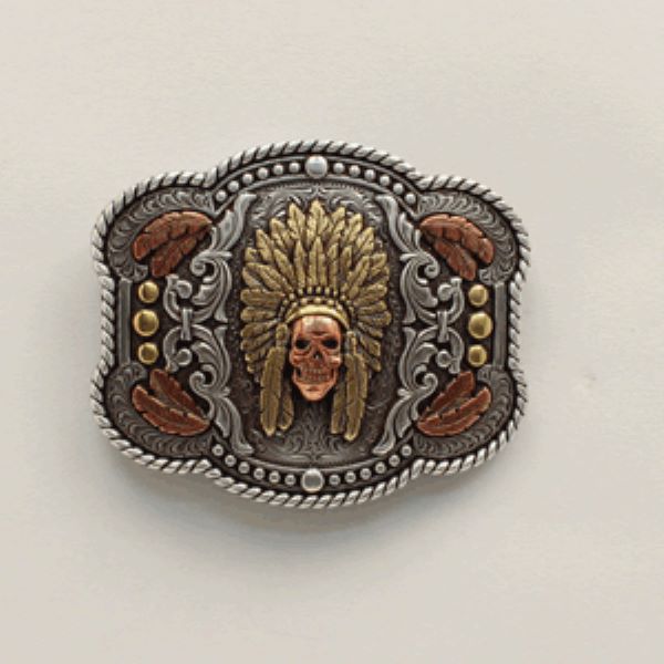 Nocona Feather Skull Chief Mens Buckle 37600