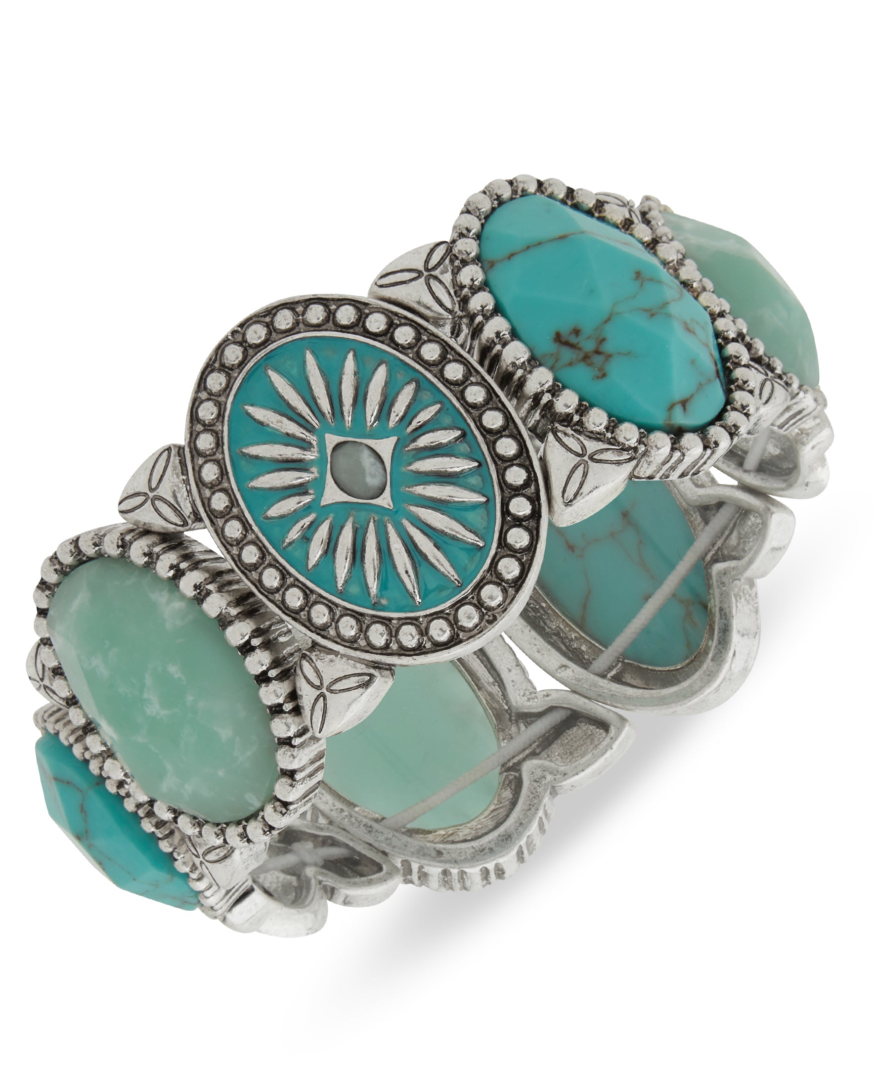 Lainey Wilson Silver/Turquoise Stretch Concho Bracelet 37B00016