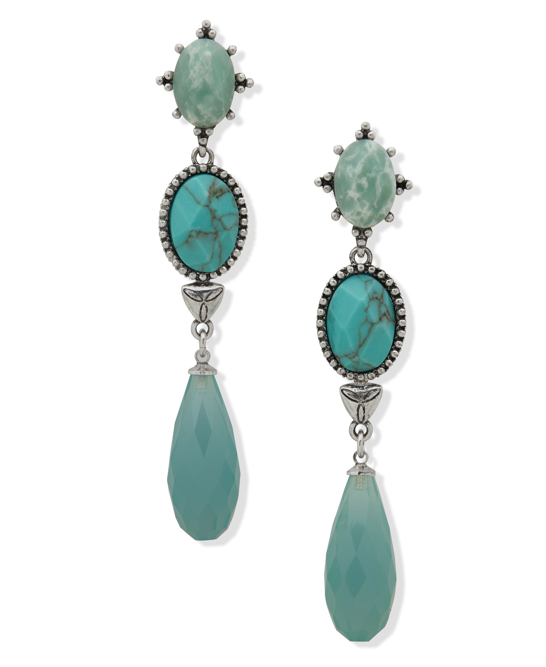 Lainey Wilson Turquoise/Silver Linear Drop Post Earrings 37G00026