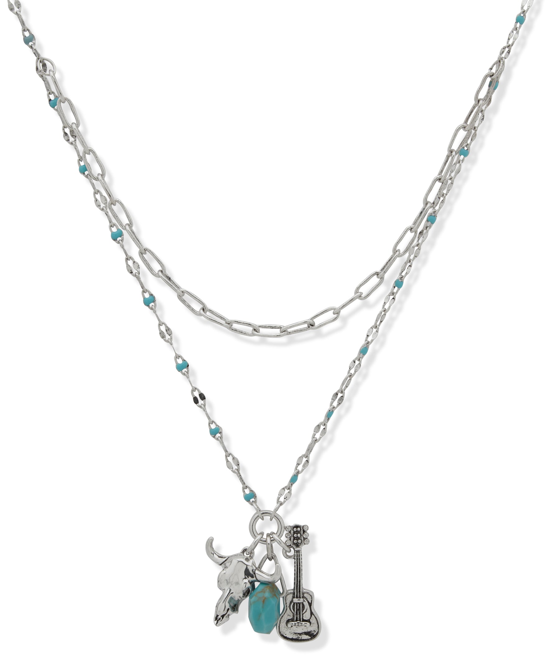 Lainey Wilson 16 inch Silver/Turquoise Charm Necklace 37N00005