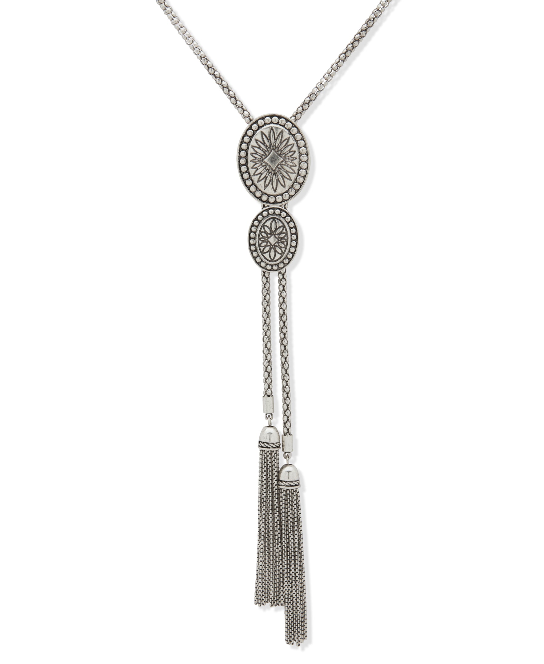 Lainey Wilson Silver 36 inch Long Bolo with Tasses 37N00014