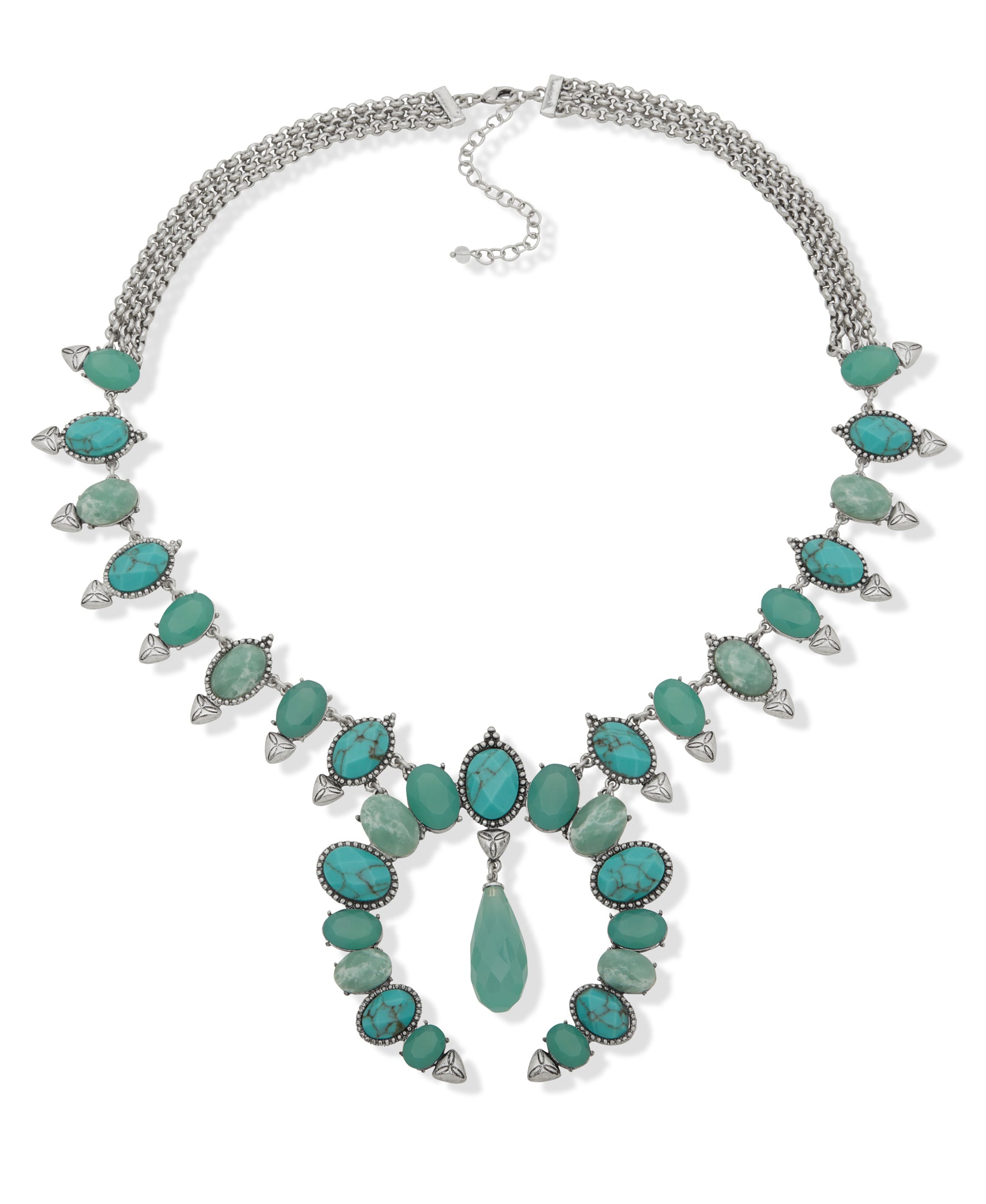 Lainey Wilson Turquoise 22 inch Stone Squash Blossom Neckace 37N00015