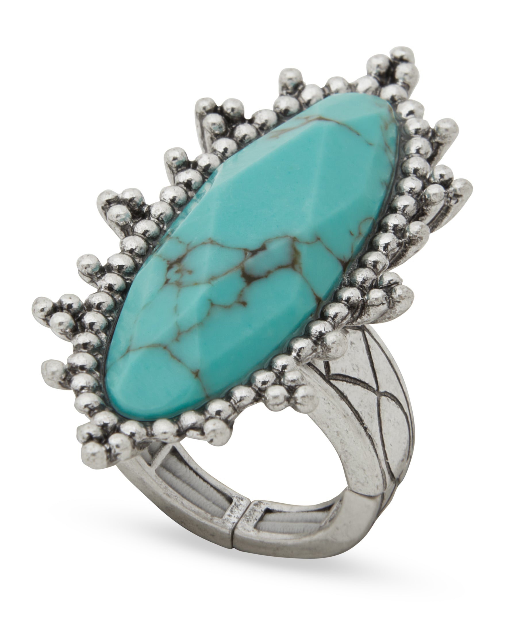 Lainey Wilson Silver/Turquoise Faceted Oval Adjustable Ring 37R00004