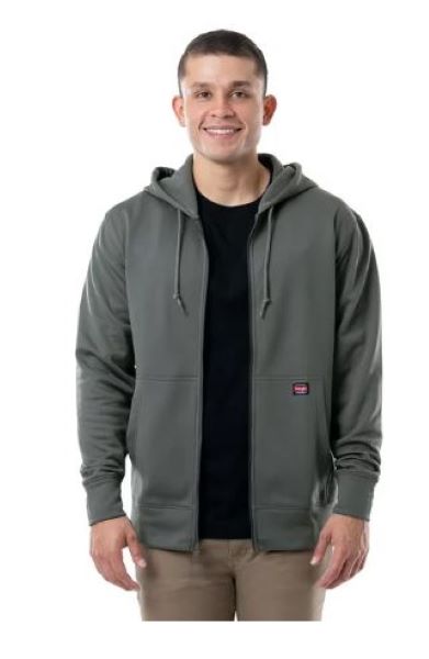 Wrangler Grey Workwear Performance Men's Relaxed Fit Zip Up Hoodie 39910001882-GRY