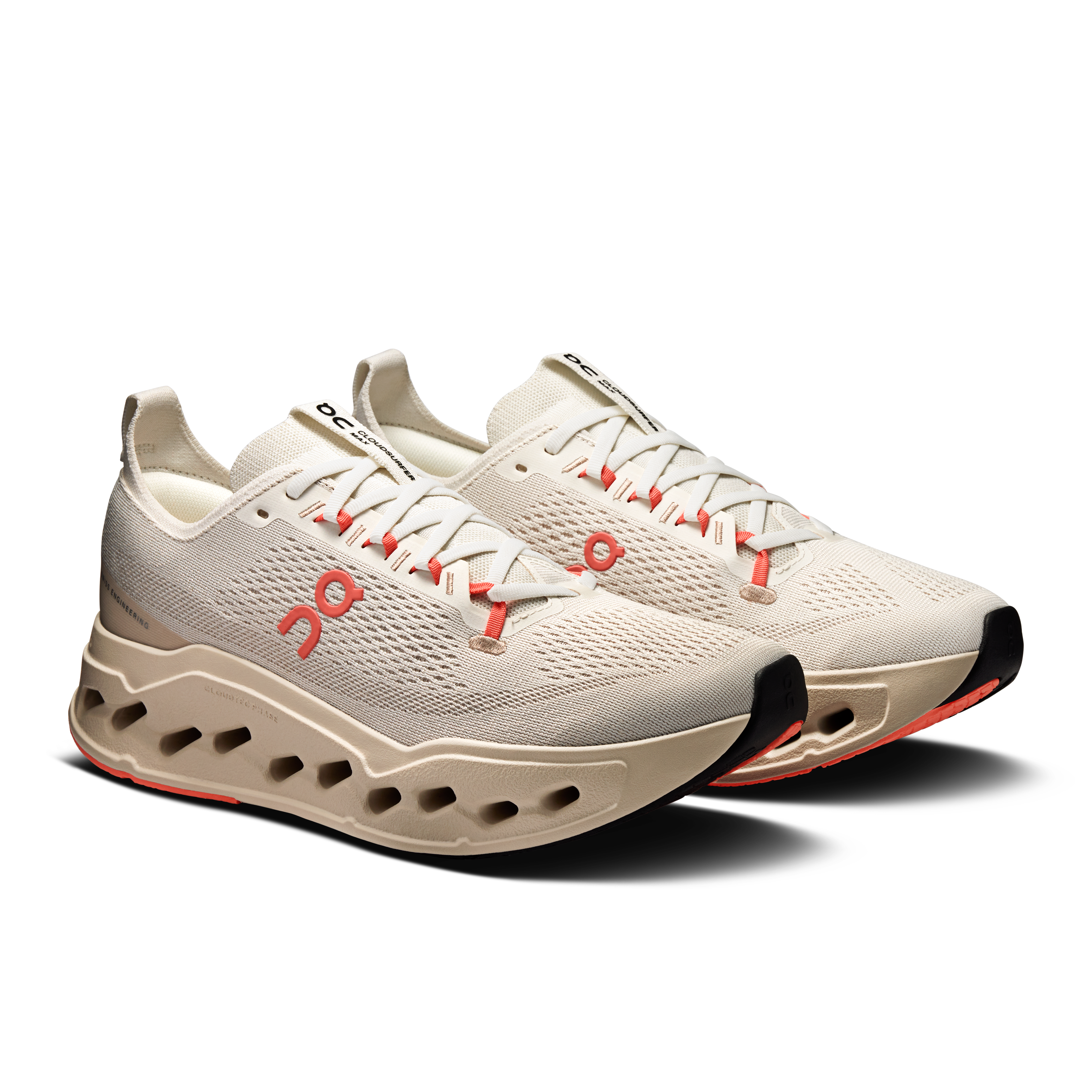 On Ivory/Salmon Cloudsurfer Max Wide Width Women's Running Shoes 3WF30573297