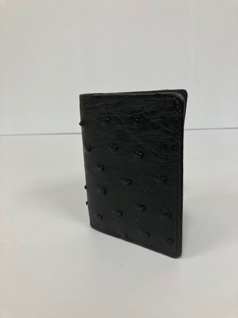 Safari Exotic Leather Black L Shaped Ostrich Wallet 40030ST-BLK