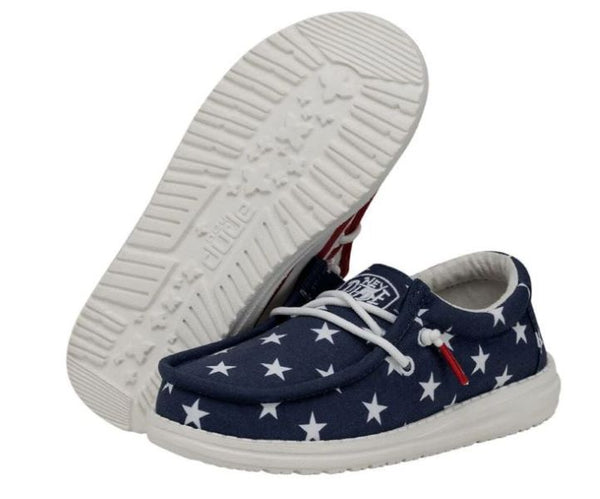 Hey Dude American Flag Wally Youth Patriotic Casual Shoes 
