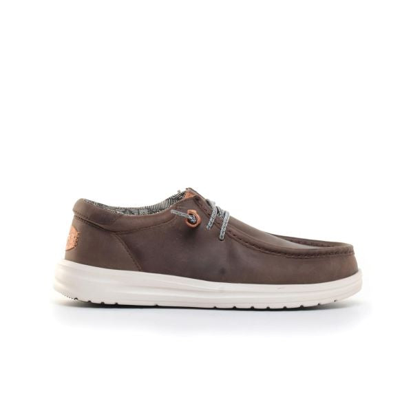 Hey Dude Brown Wally Grip Craft Leather Men's Casual Shoes 40175-030