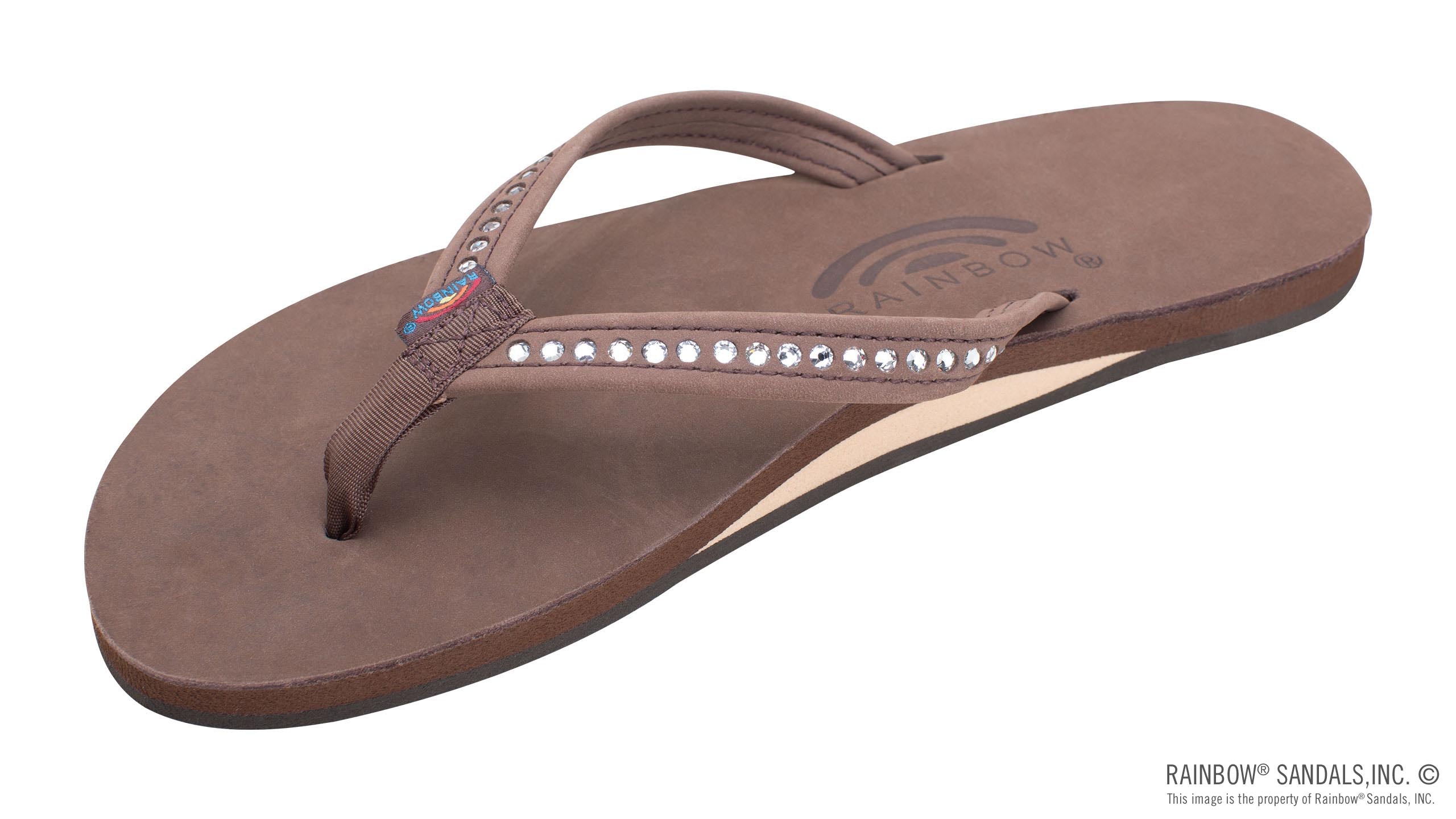 Rainbow eXpresso with Swarovski Crystals Premium Single Layer Women's Rainbow Sandals with 1/2 inch Narrow Strap 401ALTSN-ES