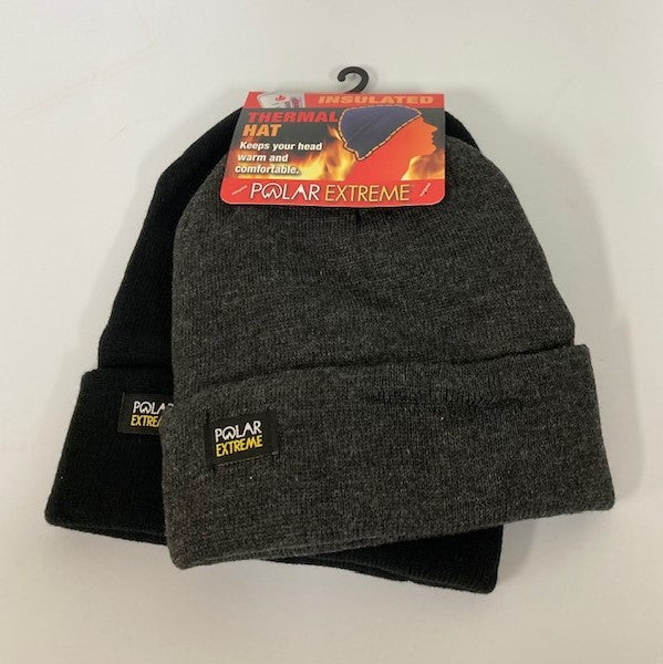 Gold Medal Charcoal/Black 2pk (1 of each color) Polar Extreme Insulated Thermal Cuff Hat 407833-CHARCOAL