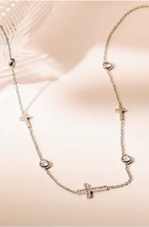 Josslyn Silver 18K Stainless Steel Tarnish Free Women's Cross Necklace 40NK9453