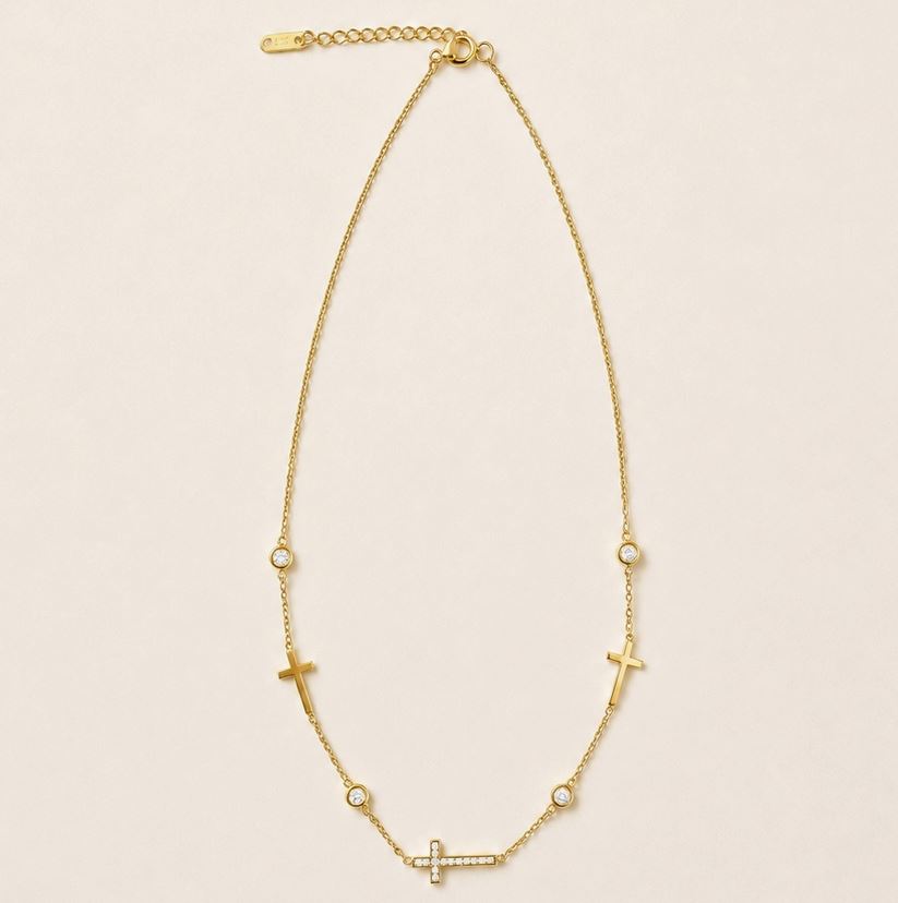 Josslyn Gold 18K Stainless Steel Tarnish Free Women's Cross Necklace 40NK9453