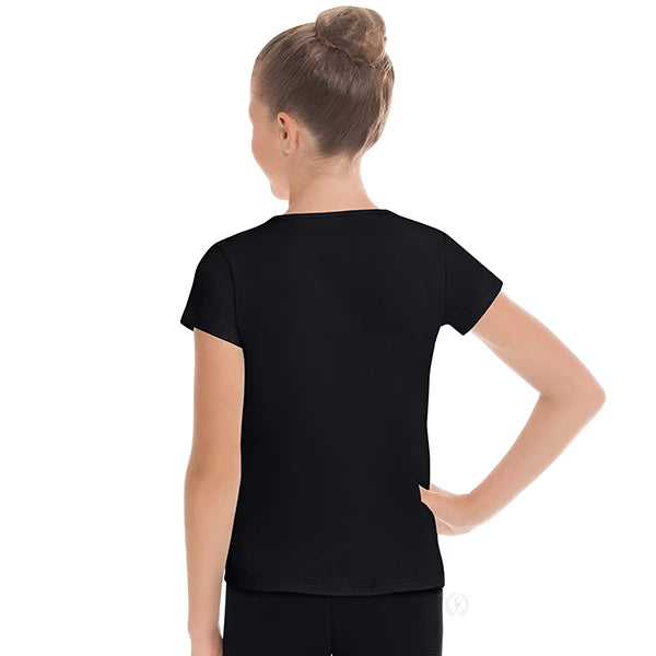 Eurotard Youth Unisex Microfiber Crew Neck Black Short Sleeve Dance Top 44100C