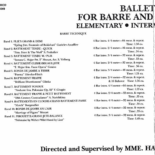 RR5048 Ballet Music For Class