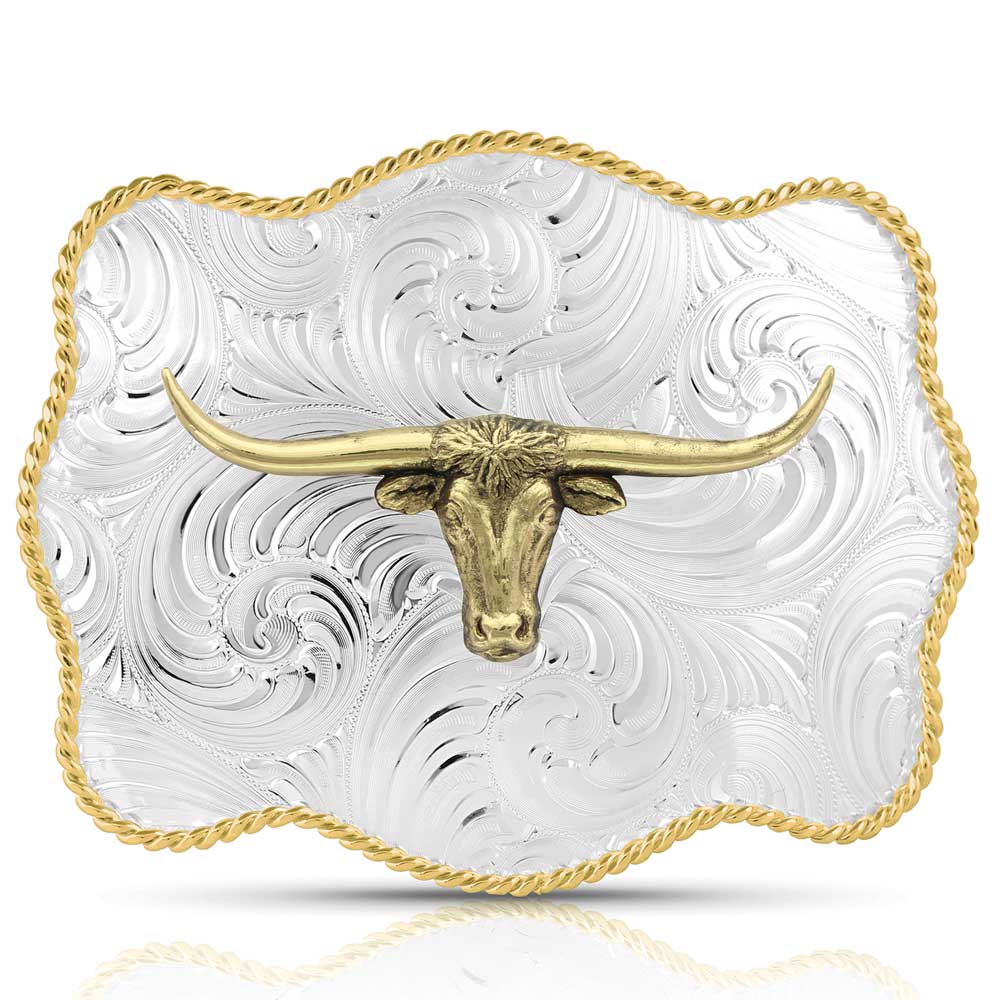 Montana Silversmiths Bold Engraved Scalloped Buckle With Longhorn 50510-767H
