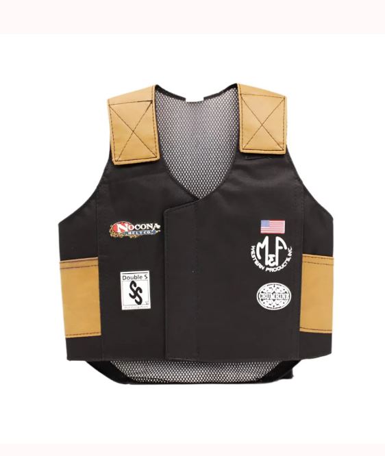 M&F Western Kids' Black Bull Rider Vest with Endorsement Badges (Toy Vest- Not intended for actual Bull Rider use) 5056401