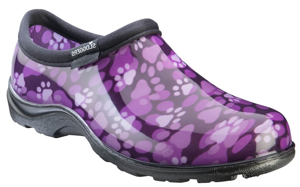 Sloggers Paw Print Purple Waterproof Rain Slip-On Comfort Womens Shoes 5114QP