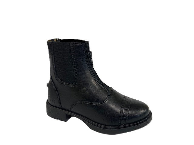 Grewal Equestrian Black Vegan Leather Children's Zip Up Paddock Boots 520301
