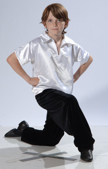 524S Child Satin Short Sleeve Shirt with Collar
