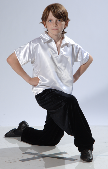 524S Child Satin Short Sleeve Shirt with Collar