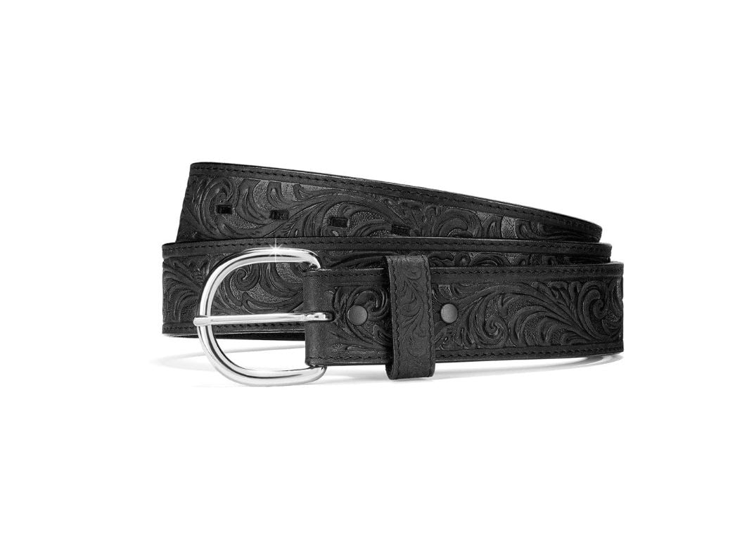 Justin Black Western Scroll Tooled Belt 53903