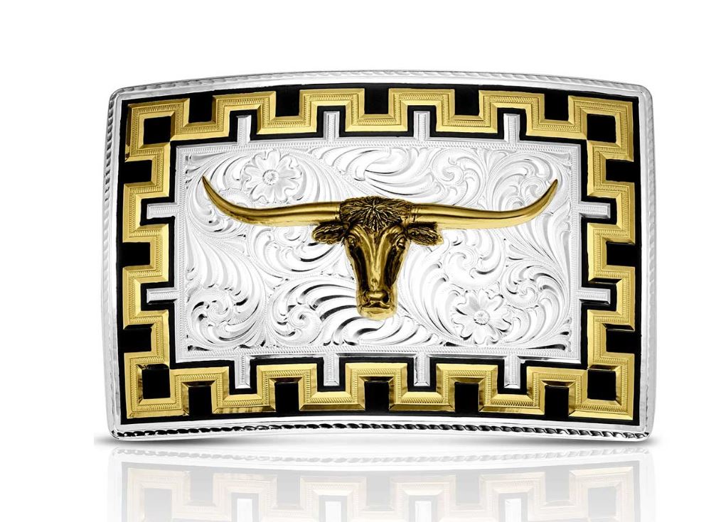 Montana Silversmiths Honor and Grit Buckle with Longhorn 55510-767M
