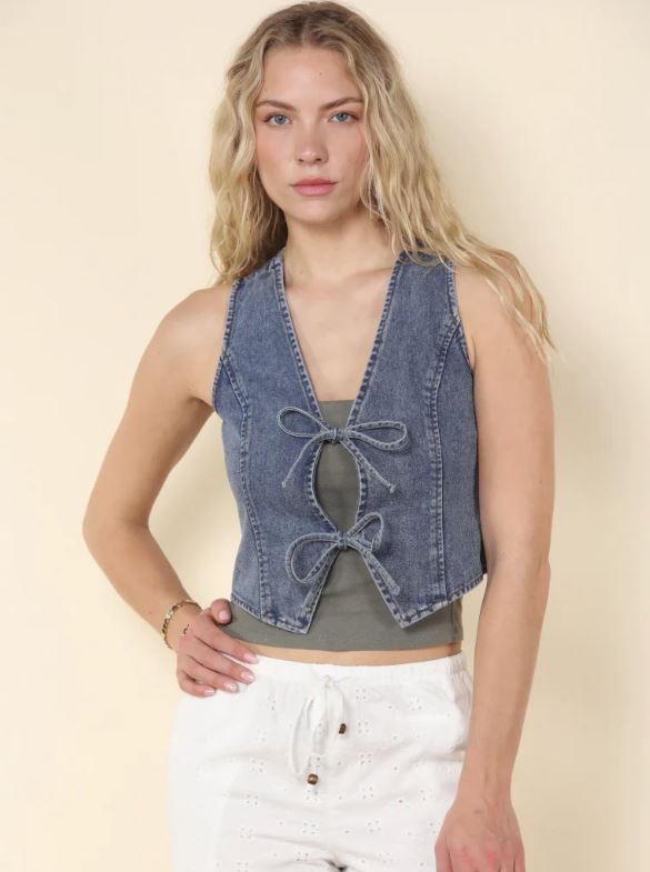 26 International  Steel Blue Women's Denim Vest 55687-STEELBLUE