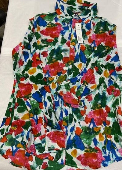 New Direction Women's Multi Print Button Down Top 63250