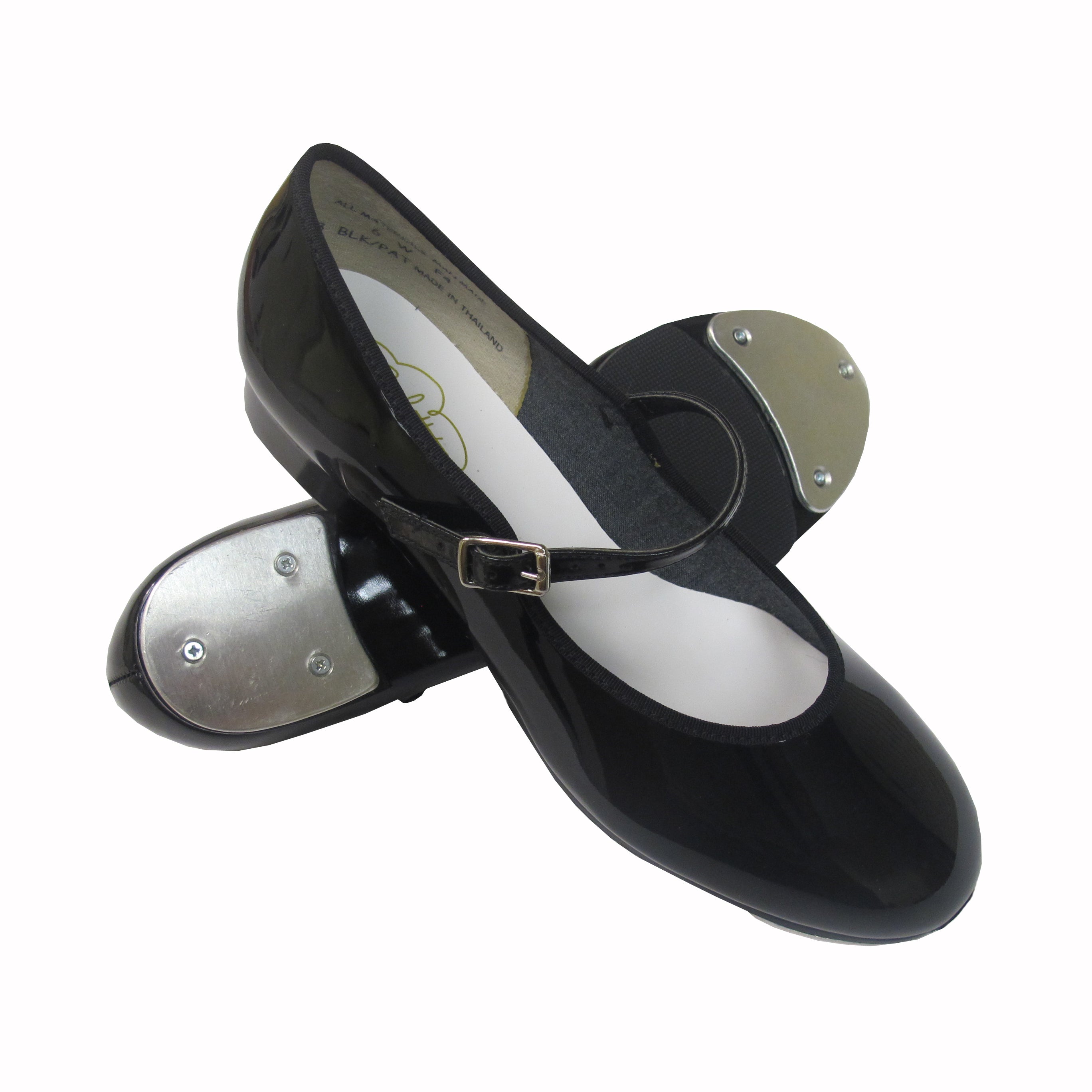 Black Pat Buckle Closure Tap On Kids Tap Shoes