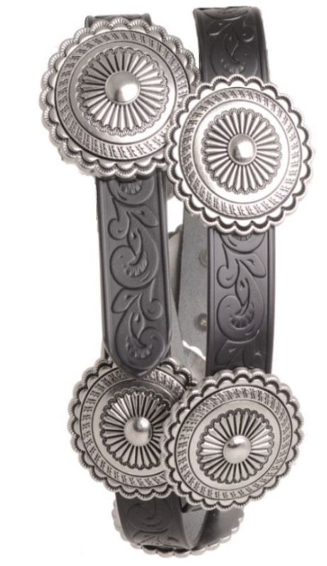 Kamberly Black Round Concho Women's Leather Belt 6561-BLACK