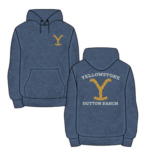 Yellowstone Blue Mineral Wash Crackle Logo Men's Hoodie 66-261-322