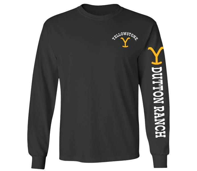 Paramount's Yellowstone Black Dutton Ranch Long Sleeve Men's Tee Shirt 66-431-131