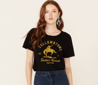 Paramount's Yellowstone Black Dutton Ranch Ladies Tee Shirt 66-498-3