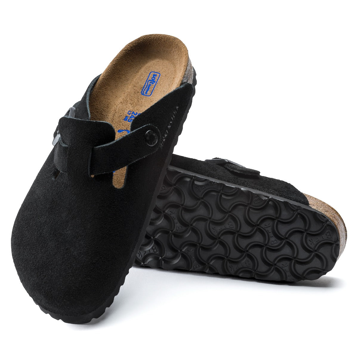 Birkenstock Black Suede Leather Boston Soft Footbed Clog Shoes in Women's Sizes R660471