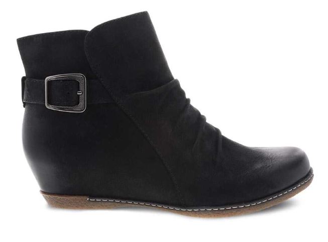 Dansko Black Burnished Nubuck Lia Womens Short Boots 6908-101200