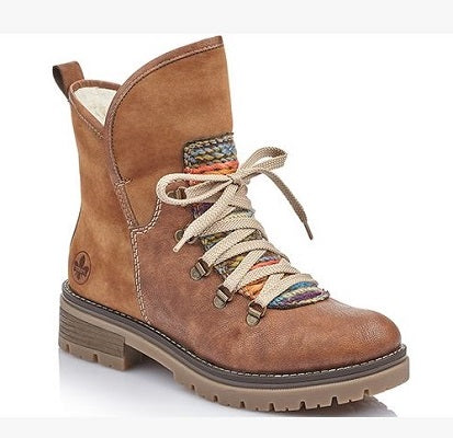 Rieker Women's Brown Lace-Up Fashion Ankle Boot 70733-22