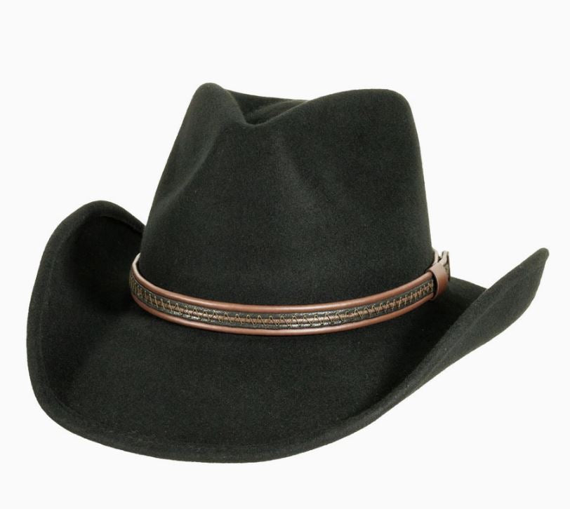 American Hat Makers Black Showdown Men's Crushable Wool Felt Western Outback Cowboy Hat 710100-BLK