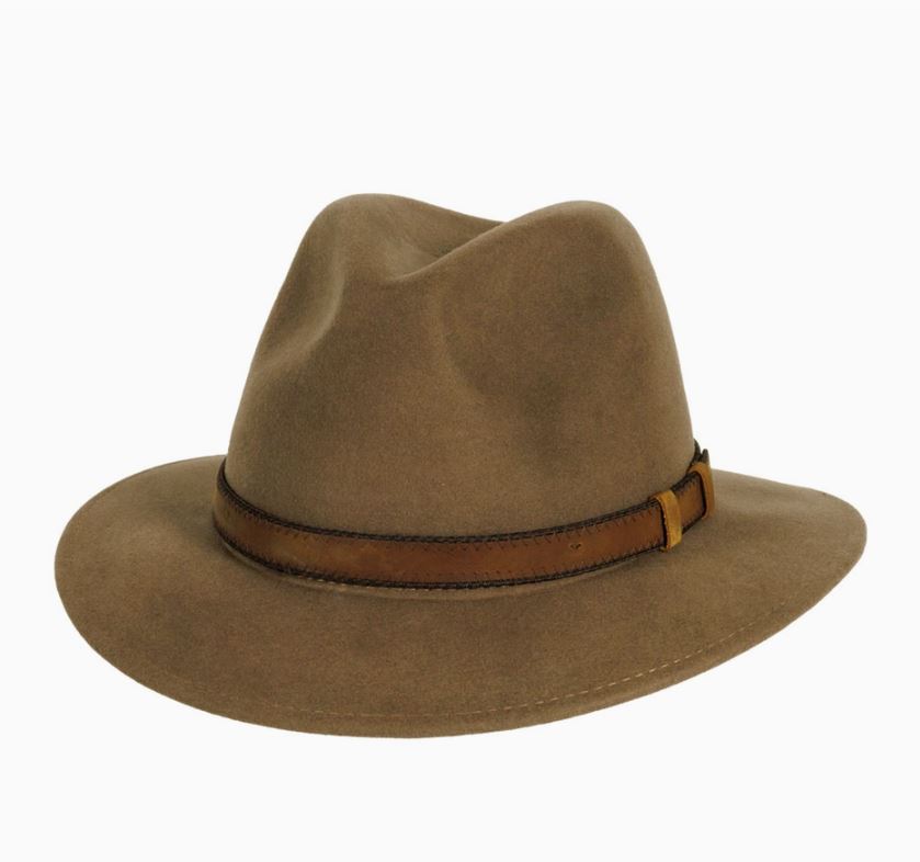 American Hat Makers Moab Crushable Men's Wool Felt Safari Hat with Leather Band 720073-KHK