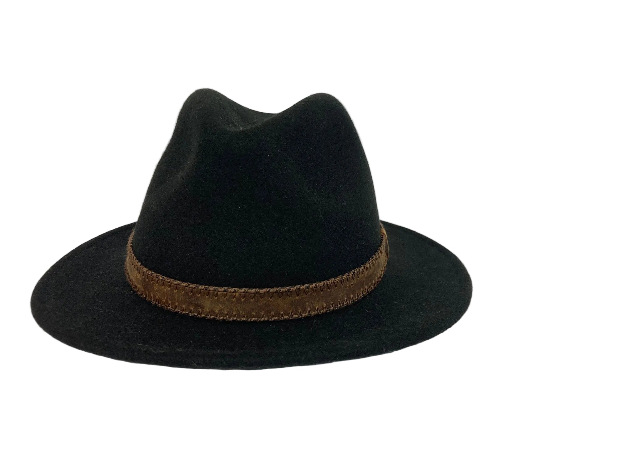 American Hat Makers Black Moab Crushable Wool Felt Safari Hat with Leather Band 720073-BLK