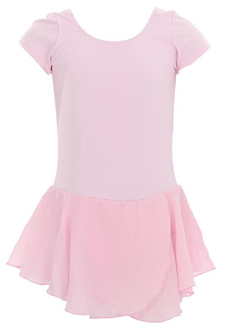 Danznmotion Pink Georgette Girls Short Sleeve Dance Dress 724-PINK