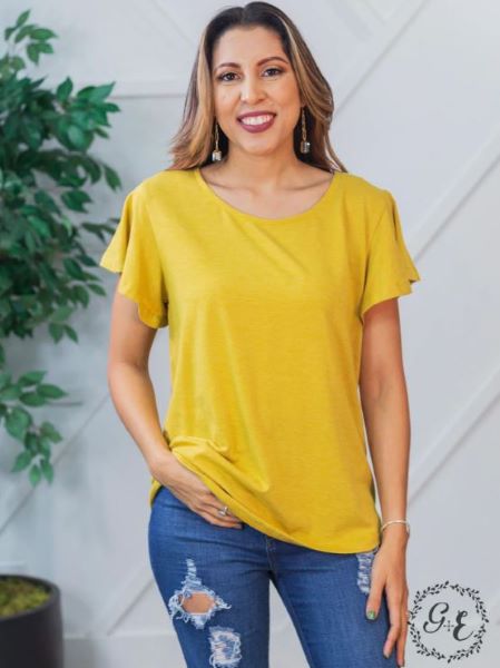 Grace and Emma Mustard Porto Neutral Short Sleeve Tee Shirt 7252B-MUS