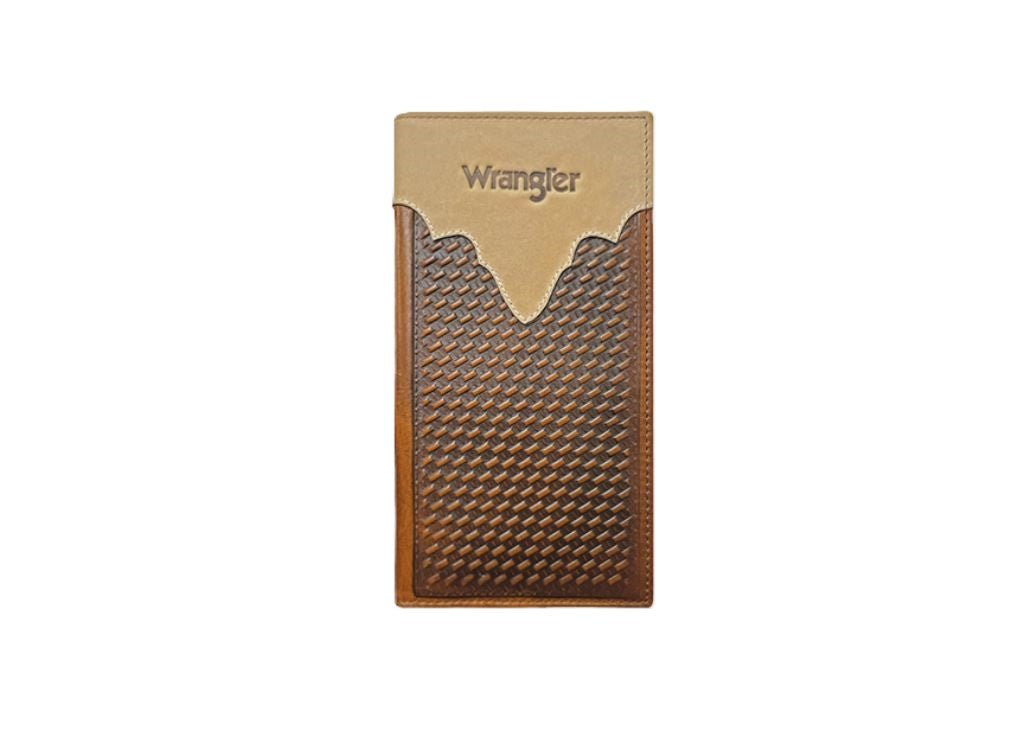 Wrangler Brown Genuine Leather Basketweave Rodeo Wallet 7607003