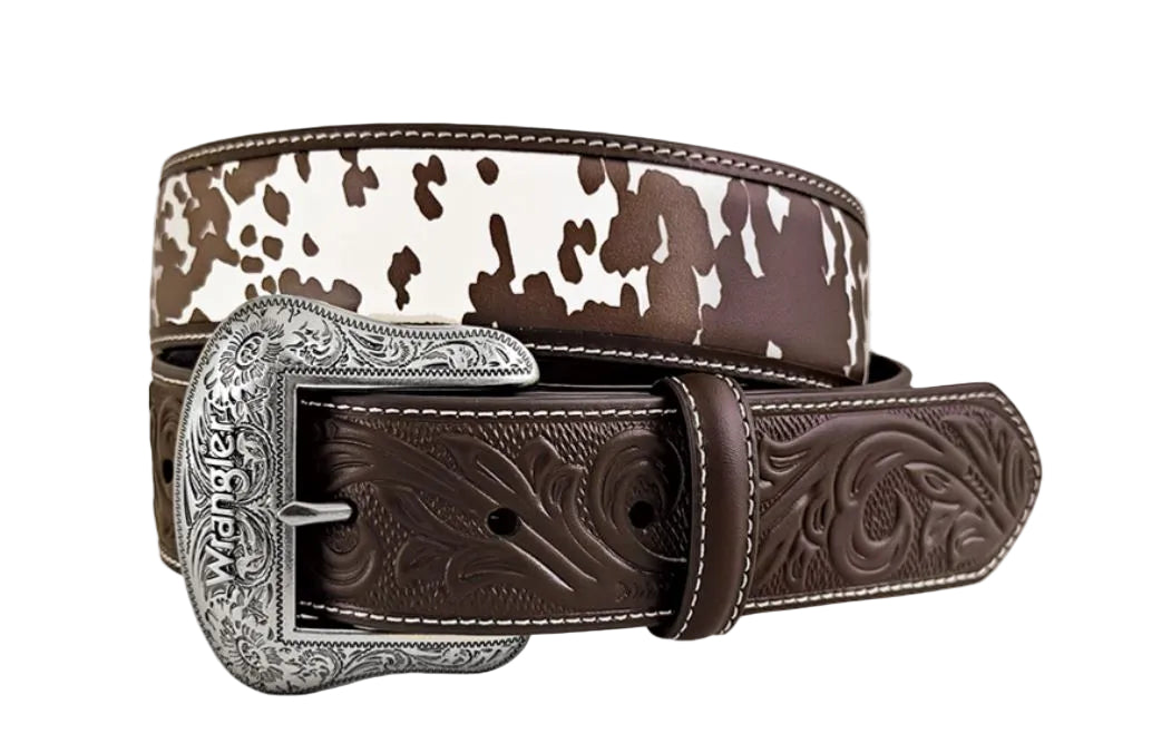 Wrangler Brown/White Ladies' Cow Print 1 1/2 inch Wide Belt 7905390-909