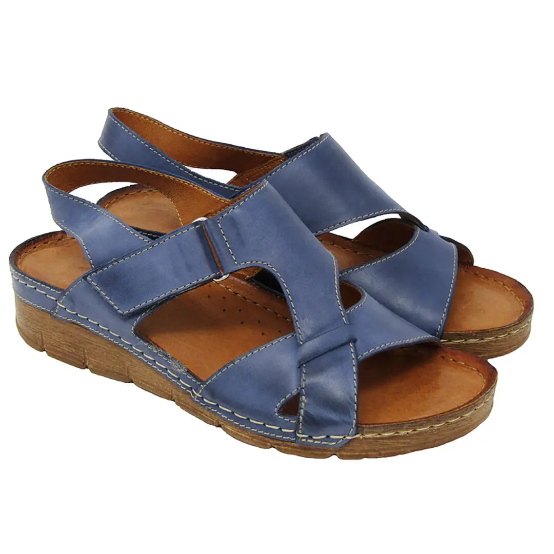 V-Italia Blue Geneveive Women's Sandals 908-BLUE