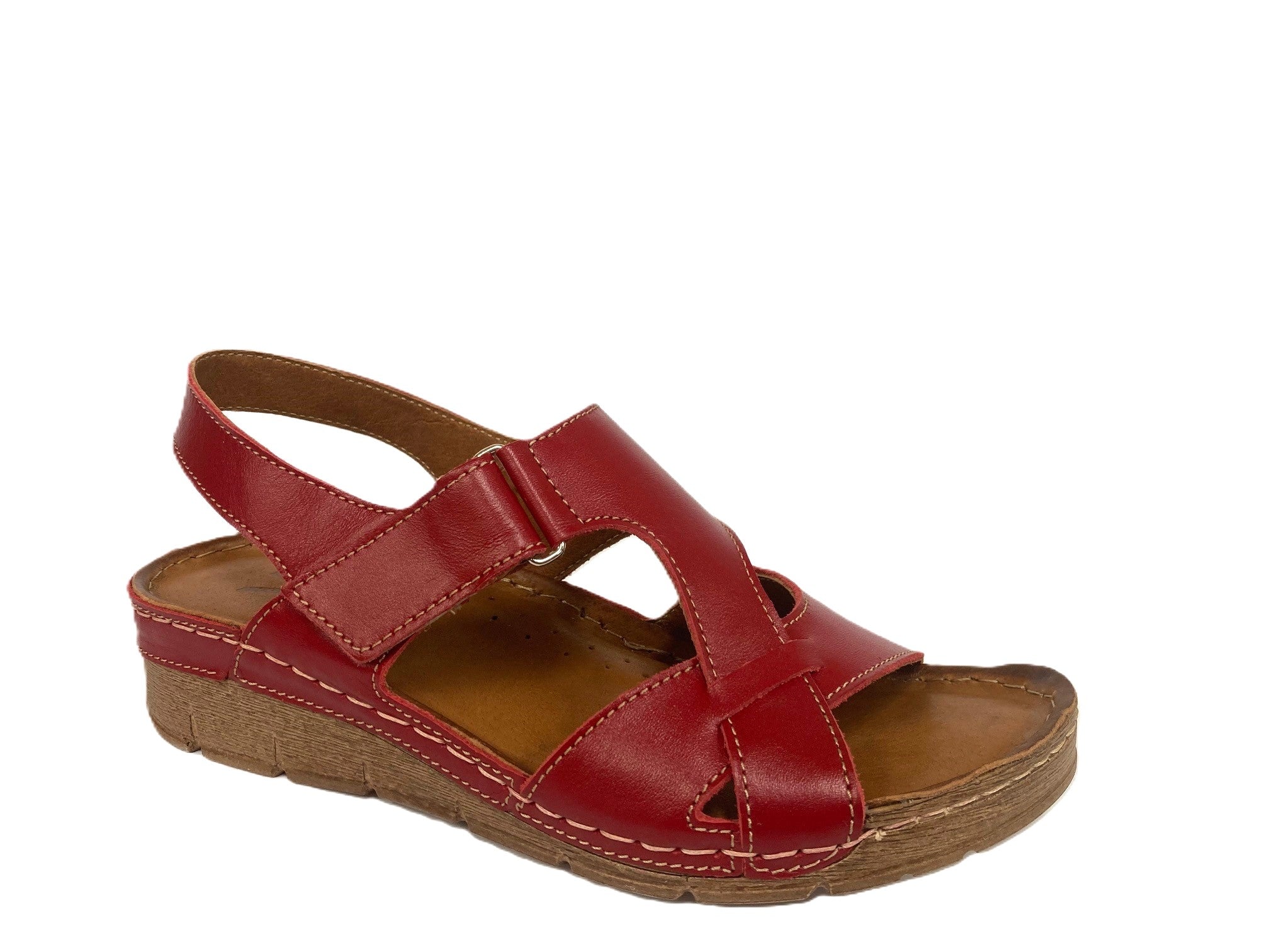 V-Italia Red Genevieve 908 Women's Soft Nappa Genuine Leather Sandals 9089-RED (908-RED)