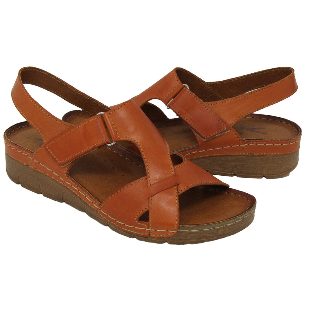 V-Italia Orange Genevieve Women's Sandals 908-ORANGE