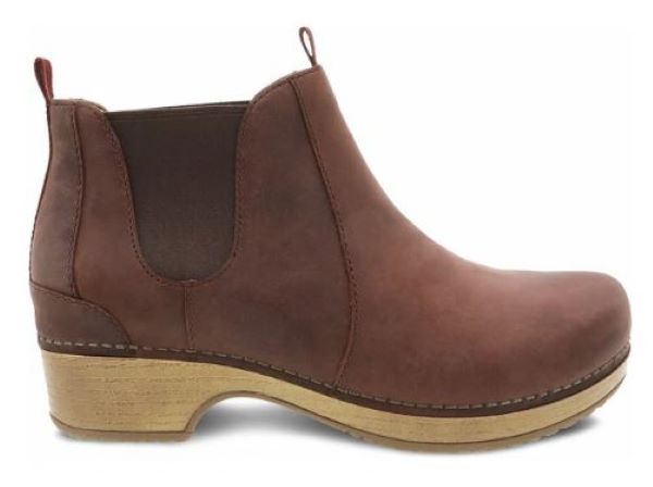 Dansko Mahogany Becka Oiled Pull Up Womens Booties 9433-451600