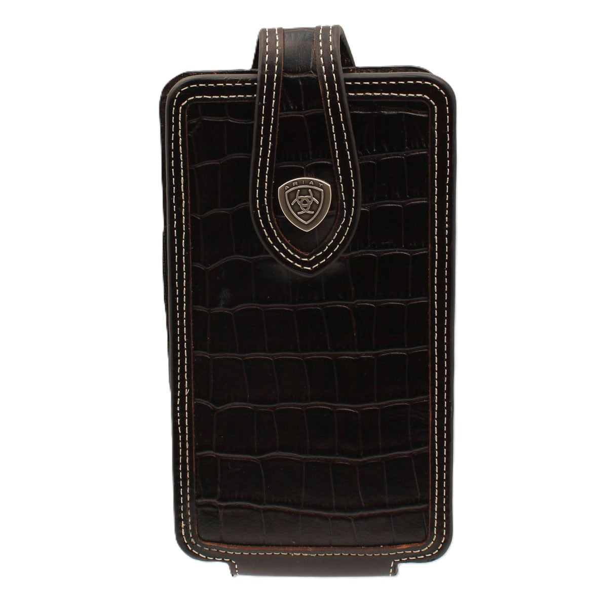 Ariat Brown Crocodile Print Leather Cell Phone Case A0600502