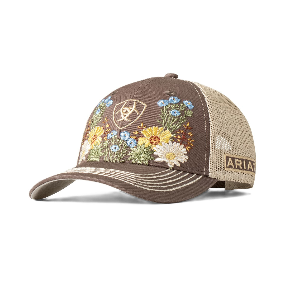 Ariat Brown/Cream with Vintage Floral Embroidery Ladies' Snapback Cap A300085302