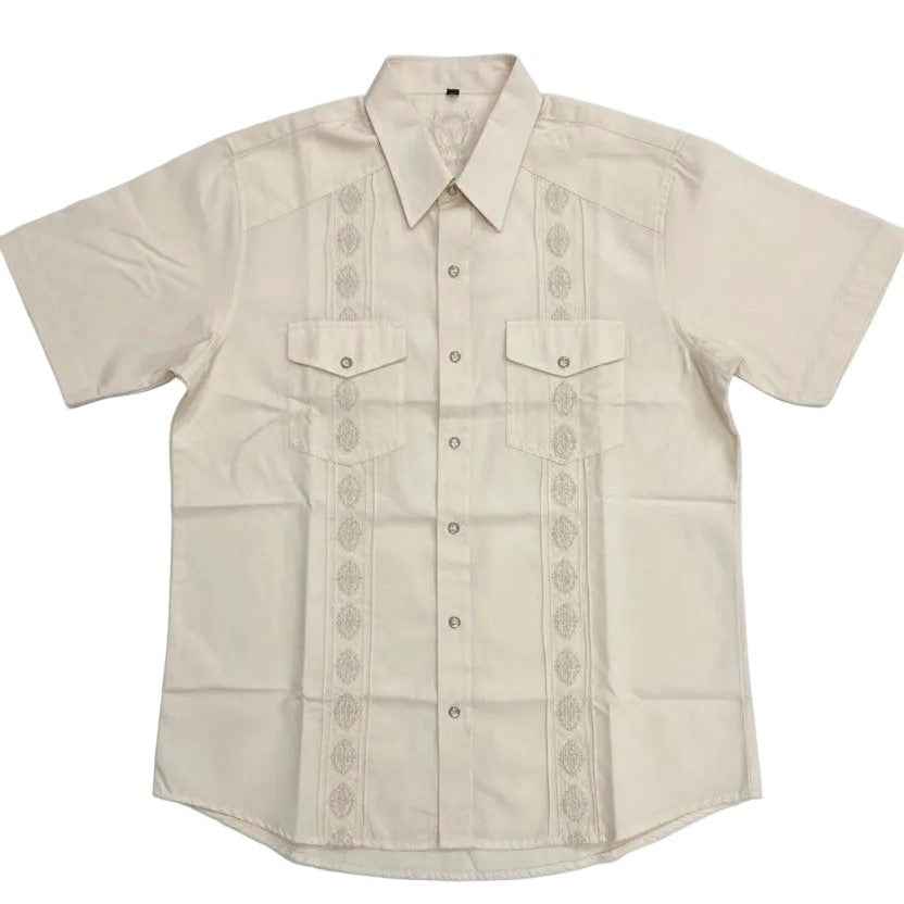 American West Beige Guayabedra Half Sleeve Collared Men's Shirt AW-3002-BEIGE